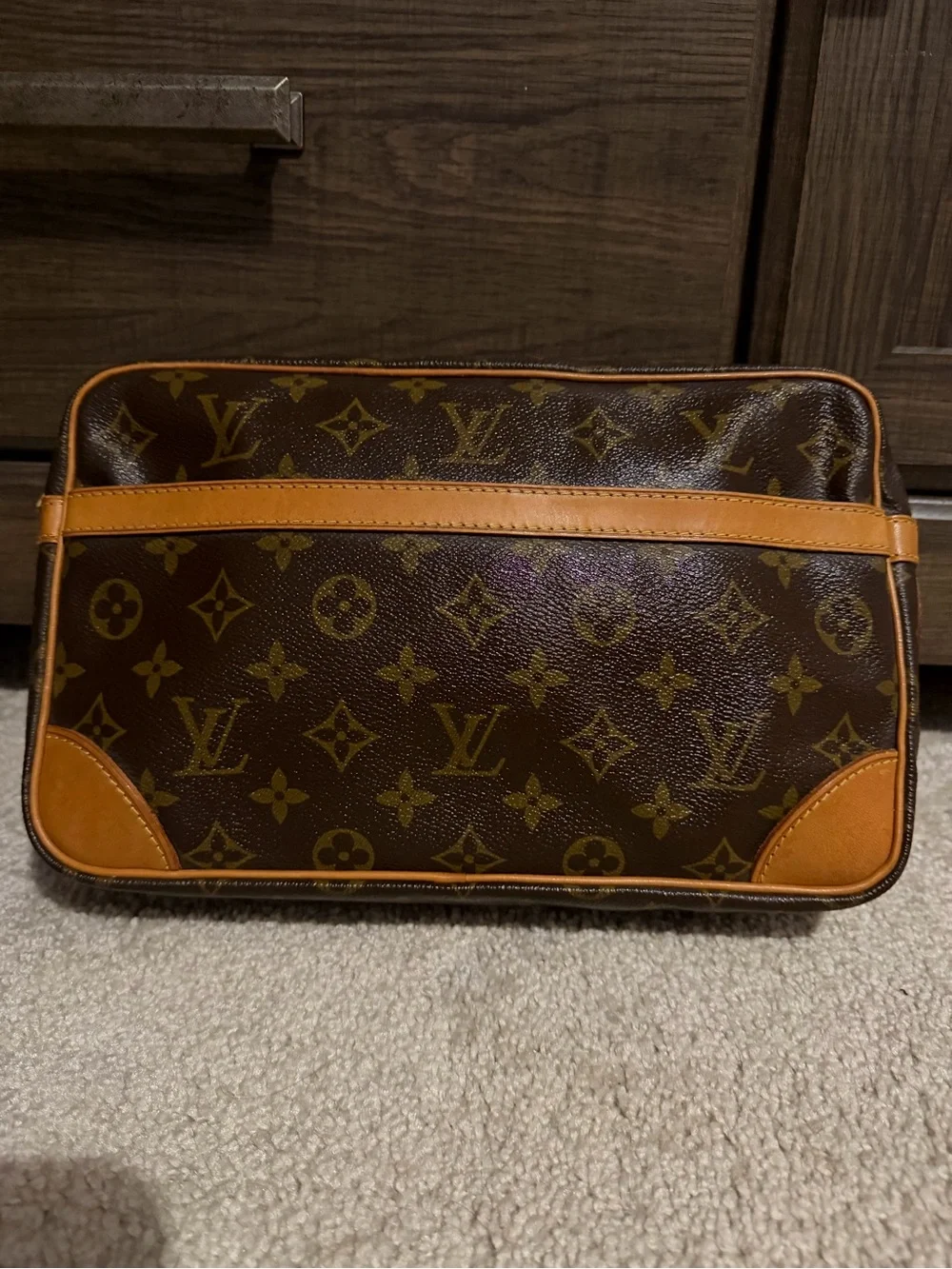 Louis Vuitton Brown Monogram Canvas Toiletry Pouch with Tan Trim